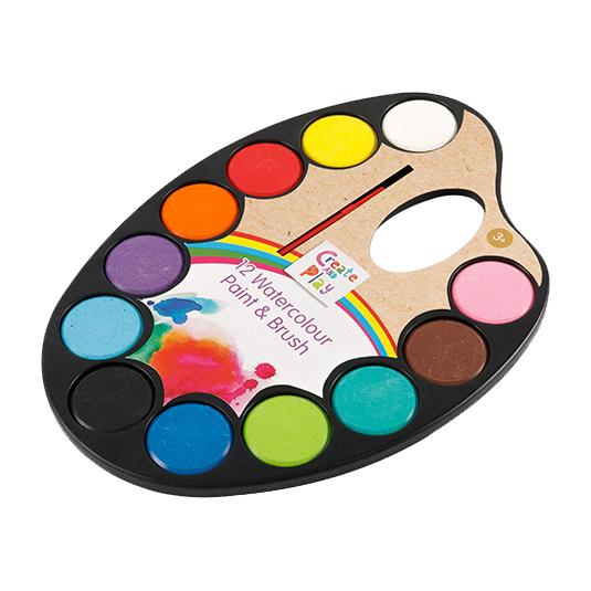 Ensemble de peinture aquarelle solide à poêle ovale de 12 couleurs pour étudiants
