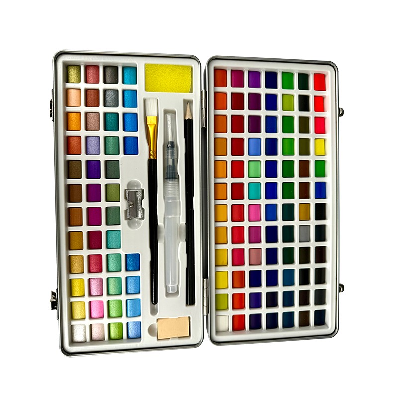 Ensemble de peinture aquarelle 128 couleurs comprenant du métallisé