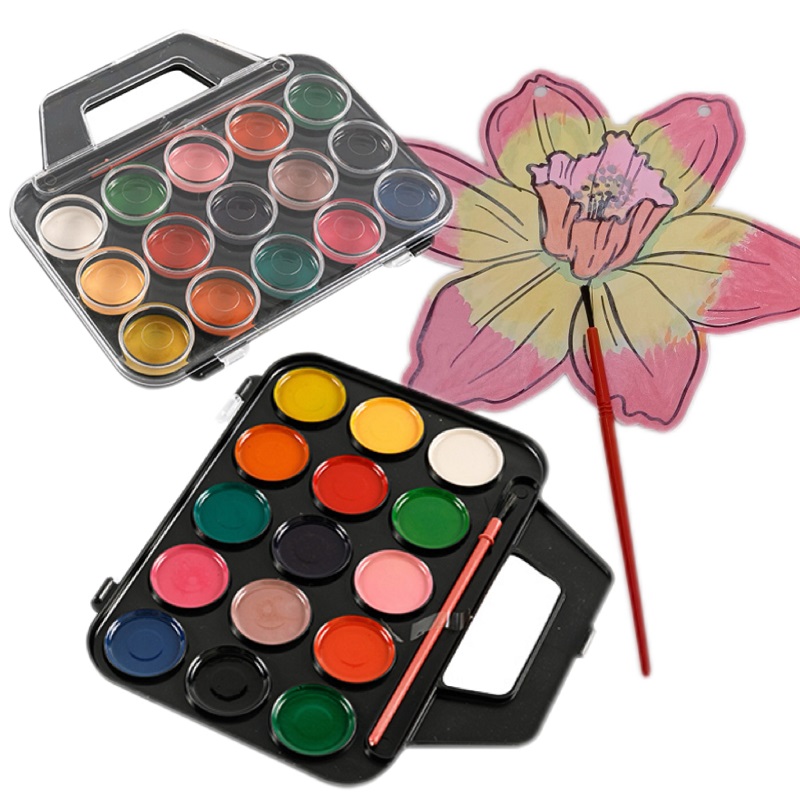 Ensemble d'aquarelles semi-sèches de 15 couleurs pour étudiants en art