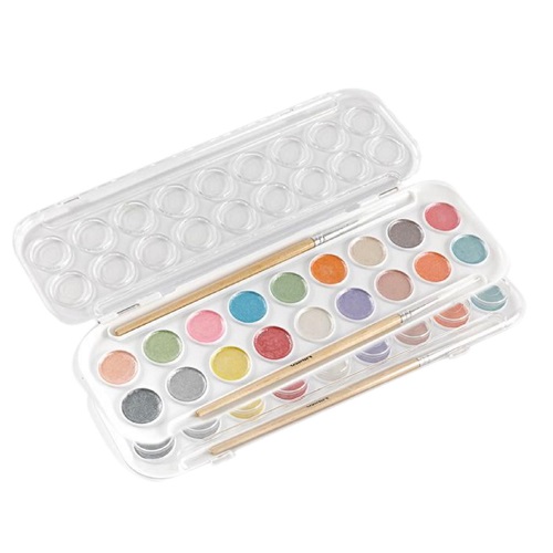Ensemble d'aquarelle de voyage parfait, 18 couleurs, aquarelle métallique