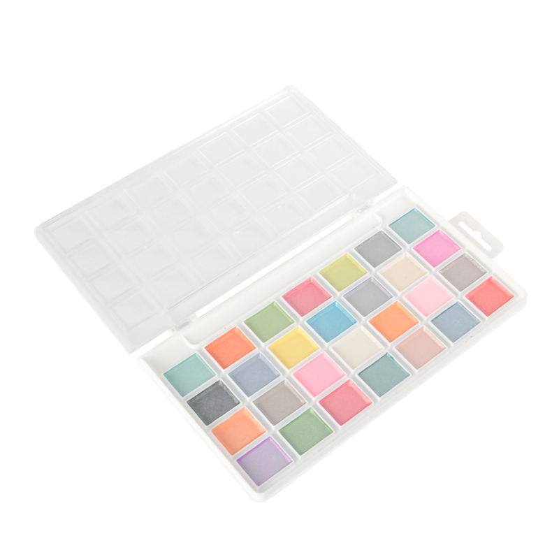 Ensemble de 28 casseroles d'aquarelles de couleurs