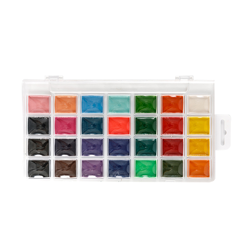Ensemble de peinture aquarelle semi-sèche 28 couleurs avec pinceaux