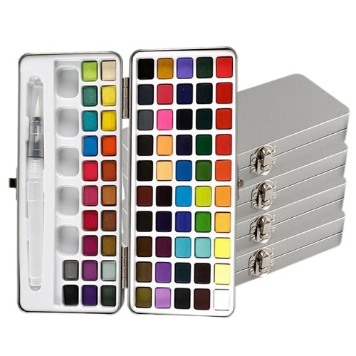 Ensemble d'aquarelles solides de 72 couleurs avec boîte en métal
